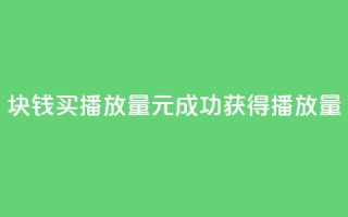 1块钱买播放量(1元成功获得播放量)