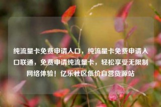 纯流量卡免费申请入口,纯流量卡免费申请入口联通,免费申请纯流量卡,轻松享受无限制网络体验!亿乐社区低价自营货源站
