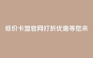 低价卡盟官网:打折优惠等您来!