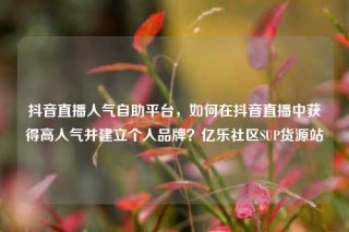 抖音直播人气自助平台,如何在抖音直播中获得高人气并建立个人品牌?亿乐社区SUP货源站