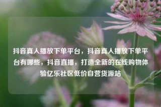 抖音真人播放下单平台，抖音真人播放下单平台有哪些，抖音直播，打造全新的在线购物体验亿乐社区低价自营货源站