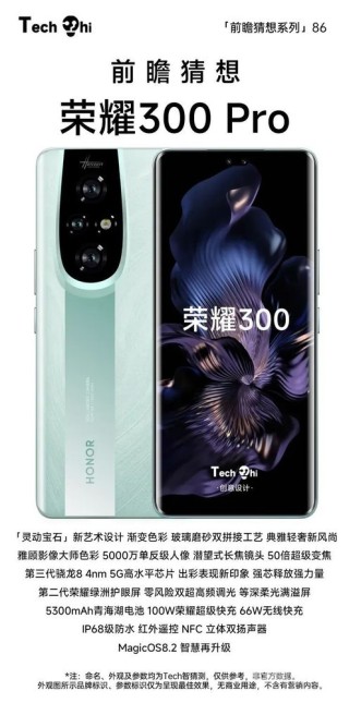 荣耀300 Pro猜想设计图曝光:双拼机身 镜头模组抢眼