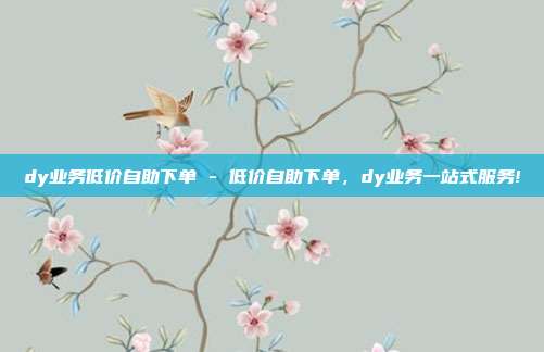 dy业务低价自助下单 - 低价自助下单，dy业务一站式服务!  第1张