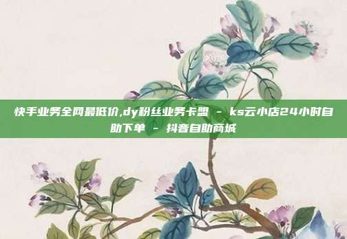 快手业务全网最低价,dy粉丝业务卡盟 - ks云小店24小时自助下单 抖音自助商城  第1张