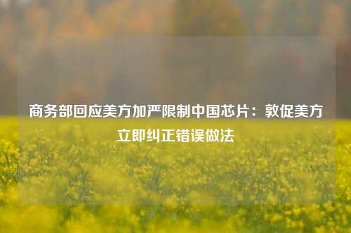 商务部回应美方加严限制中国芯片:敦促美方立即纠正错误做法  第1张 商务部回应美方加严限制中国芯片:敦促美方立即纠正错误做法  第1张