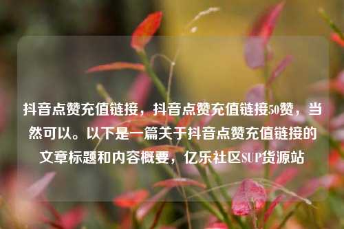 抖音点赞充值链接，抖音点赞充值链接50赞，当然可以。以下是一篇关于抖音点赞充值链接的文章标题和内容概要	，亿乐社区SUP货源站  第1张