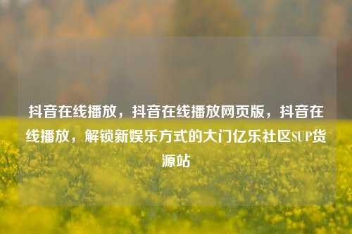 抖音在线播放	，抖音在线播放网页版，抖音在线播放，解锁新娱乐方式的大门亿乐社区SUP货源站  第1张