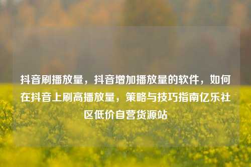 抖音刷播放量，抖音增加播放量的软件，如何在抖音上刷高播放量	，策略与技巧指南亿乐社区低价自营货源站  第1张