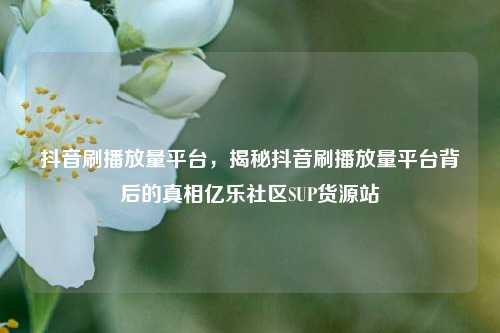 抖音刷播放量平台	，揭秘抖音刷播放量平台背后的真相亿乐社区SUP货源站  第1张