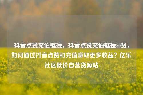 抖音点赞充值链接，抖音点赞充值链接50赞	，如何通过抖音点赞和充值赚取更多收益？亿乐社区低价自营货源站  第1张