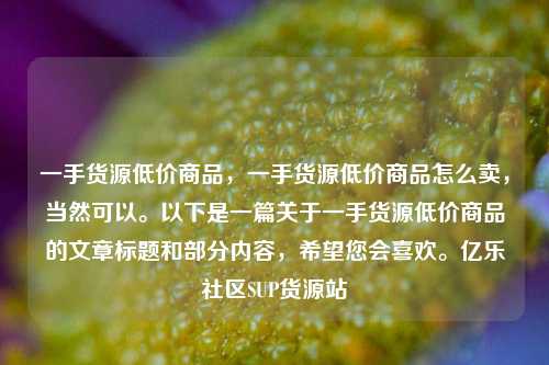 一手货源低价商品	，一手货源低价商品怎么卖，当然可以	。以下是一篇关于一手货源低价商品的文章标题和部分内容，希望您会喜欢。亿乐社区SUP货源站  第1张