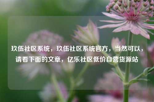 玖伍社区系统	，玖伍社区系统官方，当然可以，请看下面的文章	，亿乐社区低价自营货源站  第1张